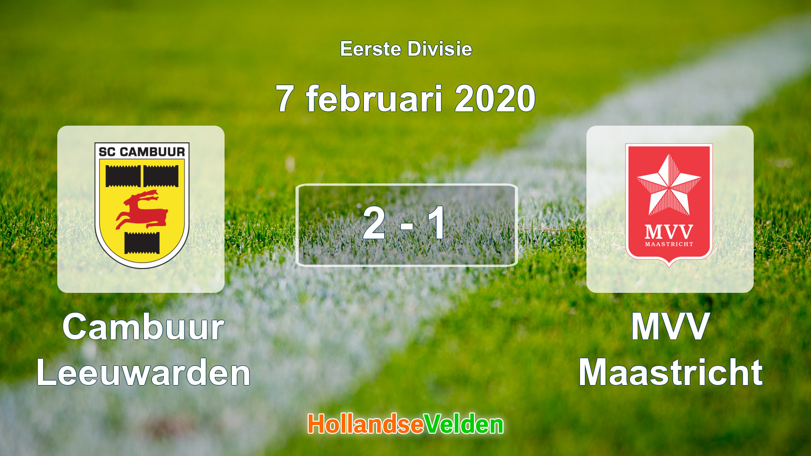 Gespeelde wedstrijd: Cambuur Leeuwarden - MVV Maastricht 2 - 1 (7 februari 2020)