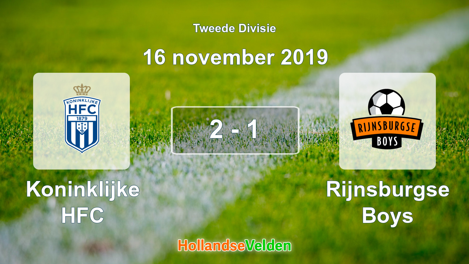 Gespeelde wedstrijd: Koninklijke HFC - Rijnsburgse Boys 2 - 1 (16 november 2019)
