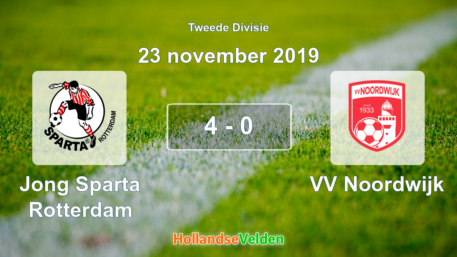 Gespeelde wedstrijd: Jong Sparta Rotterdam - VV Noordwijk 4 - 0 (23 november 2019)