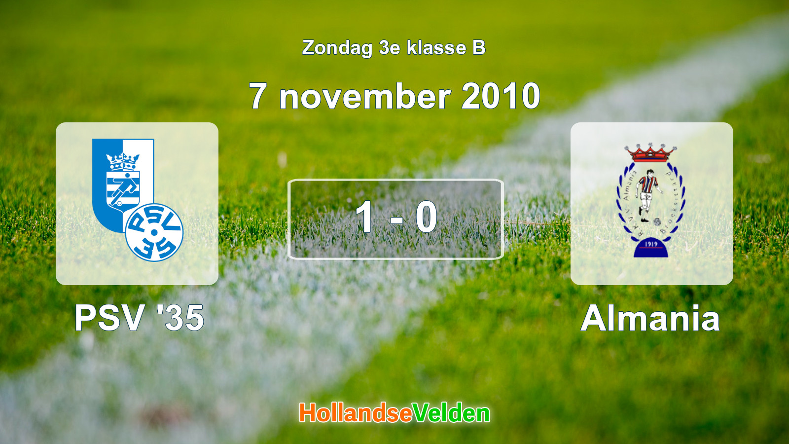 Gespeelde wedstrijd: PSV '35 - Almania 1 - 0 (7 november 2010)