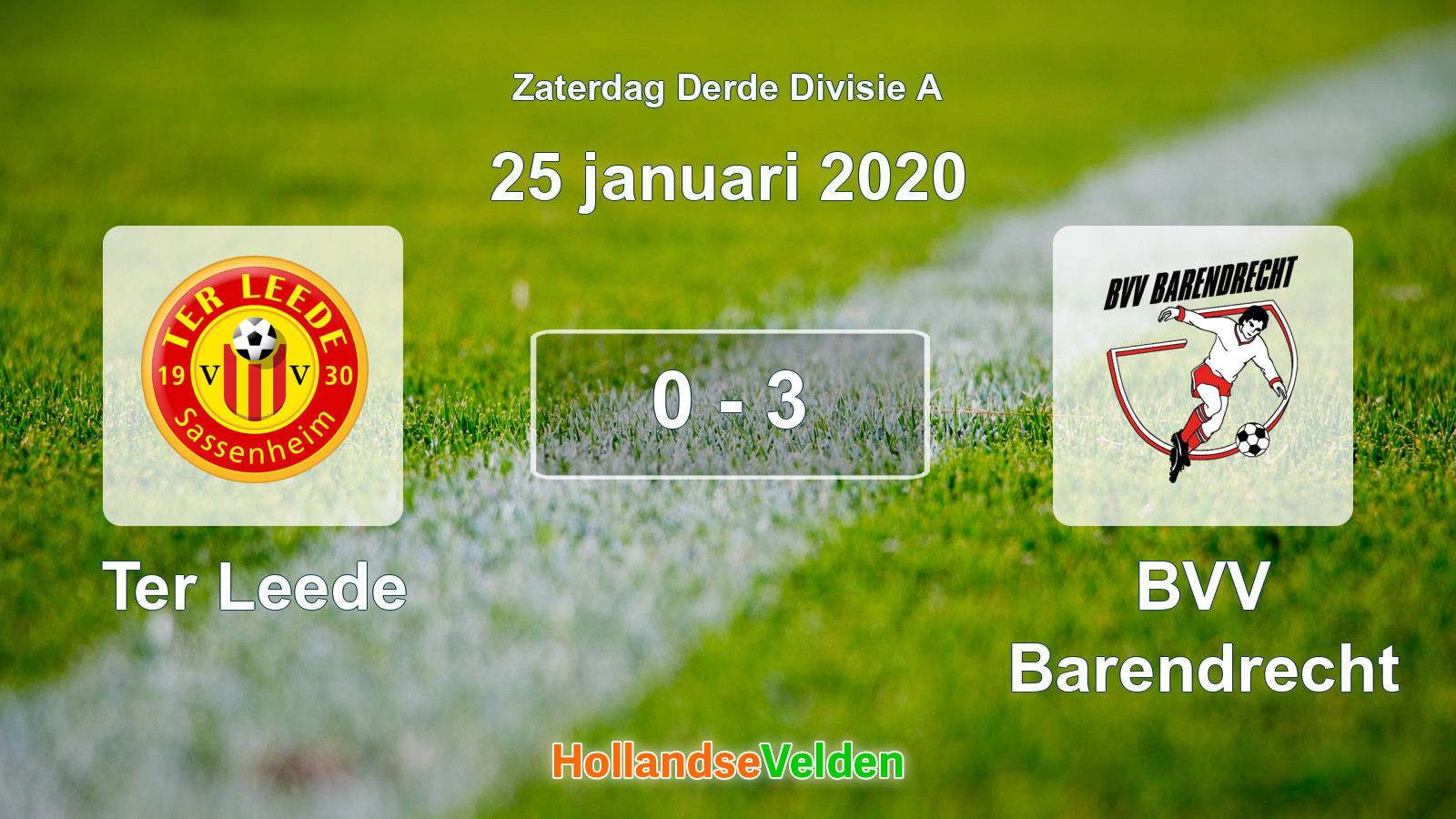 Gespeelde wedstrijd: Ter Leede - BVV Barendrecht 0 - 3 (25 januari 2020)