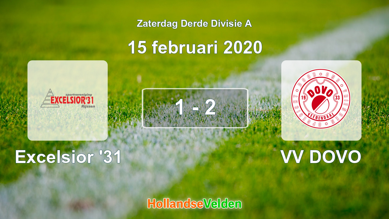 Gespeelde wedstrijd: Excelsior '31 - VV DOVO 1 - 2 (15 februari 2020)