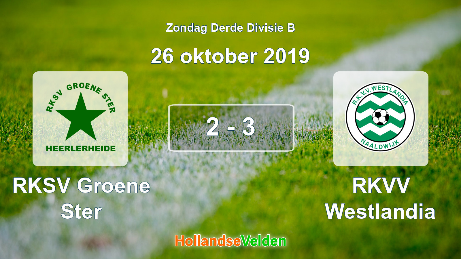 Gespeelde wedstrijd: RKSV Groene Ster - RKVV Westlandia 2 - 3 (26 oktober 2019)