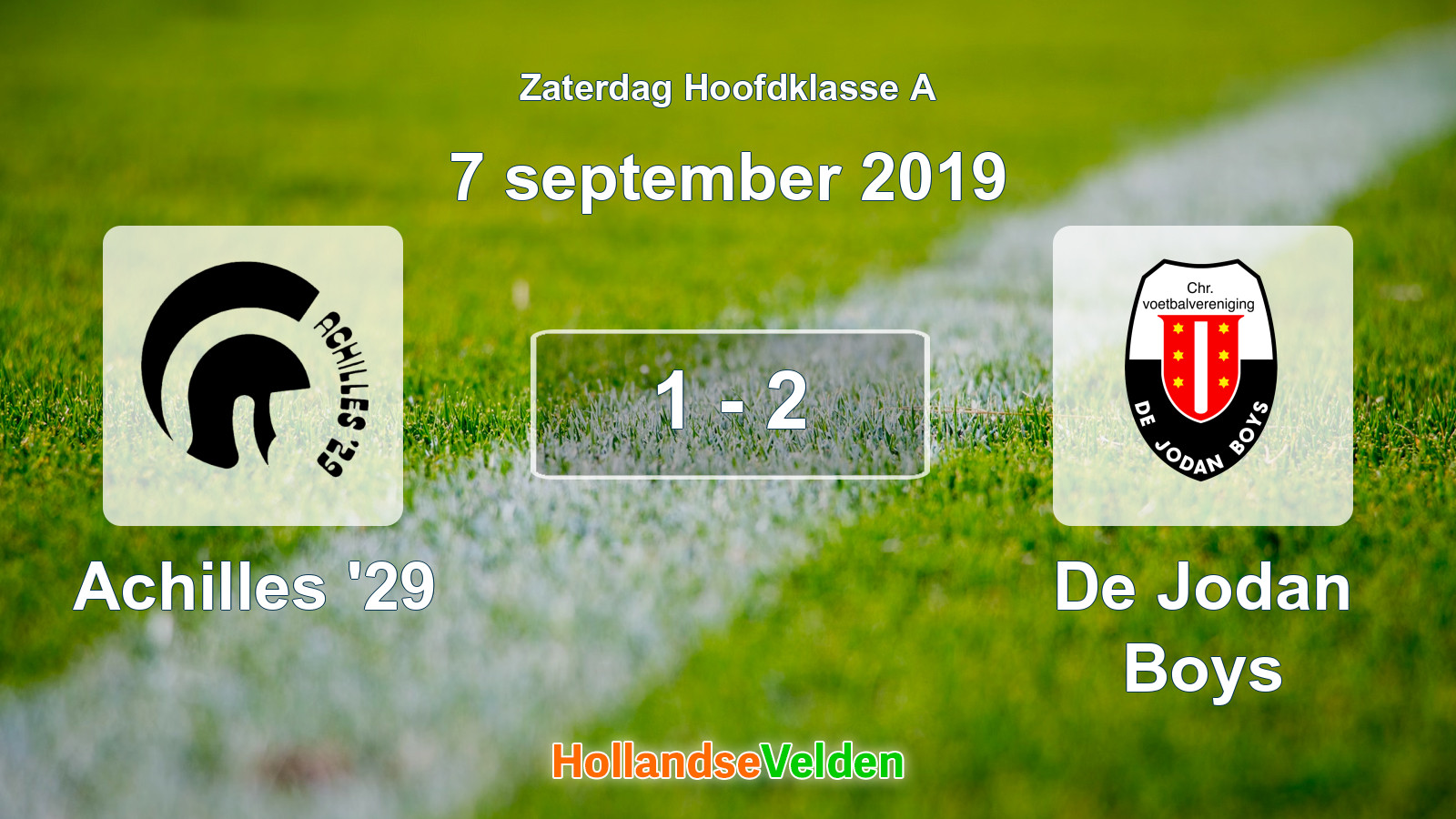Gespeelde wedstrijd: Achilles '29 - De Jodan Boys 1 - 2 (7 september 2019)