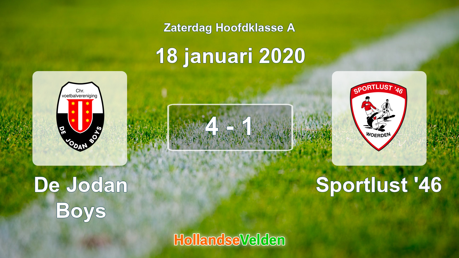 Gespeelde wedstrijd: De Jodan Boys - Sportlust '46 4 - 1 (18 januari 2020)