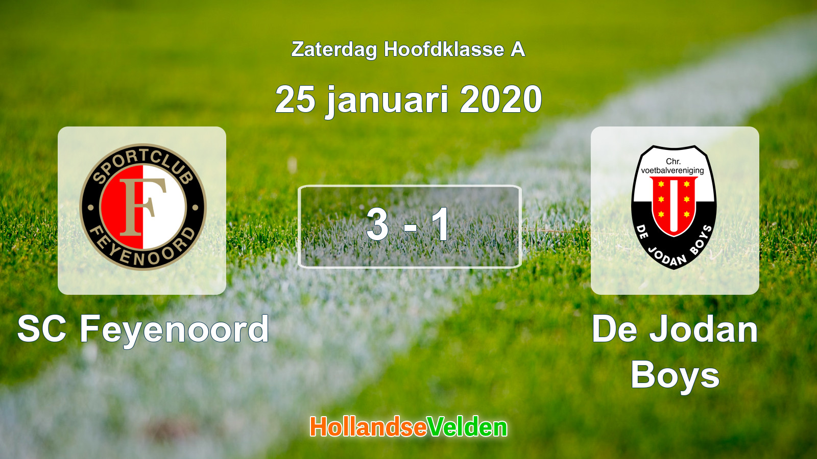 Gespeelde wedstrijd: SC Feyenoord - De Jodan Boys 3 - 1 (25 januari 2020)