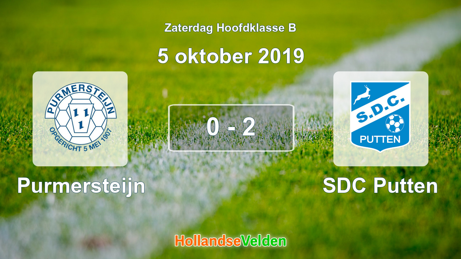Gespeelde wedstrijd: Purmersteijn - SDC Putten 0 - 2 (5 oktober 2019)