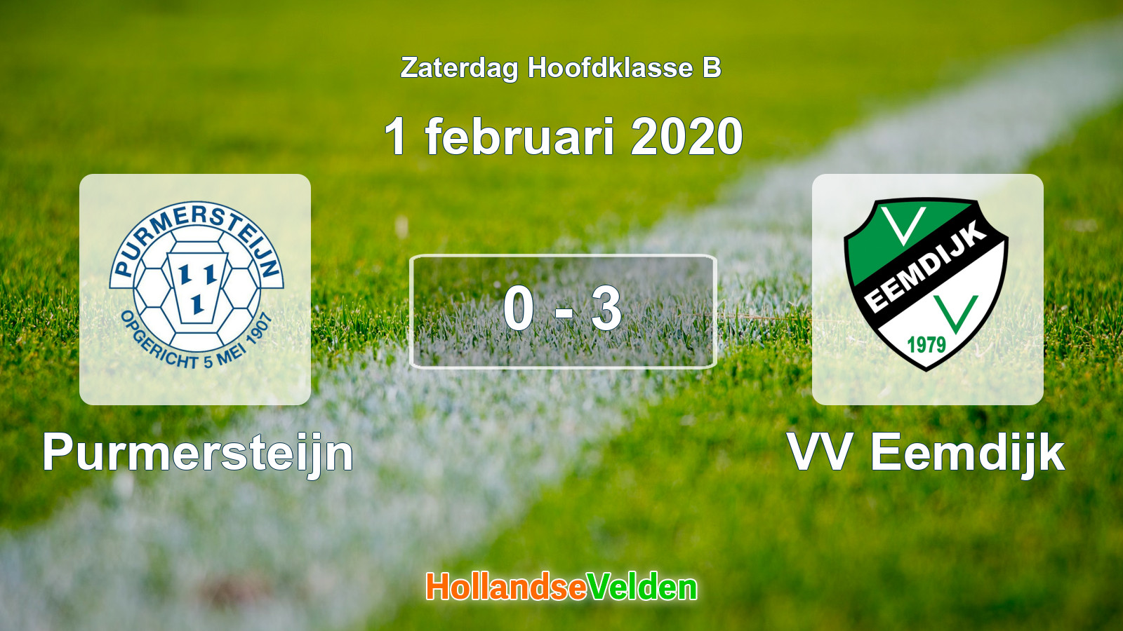 Gespeelde wedstrijd: Purmersteijn - VV Eemdijk 0 - 3 (1 februari 2020)