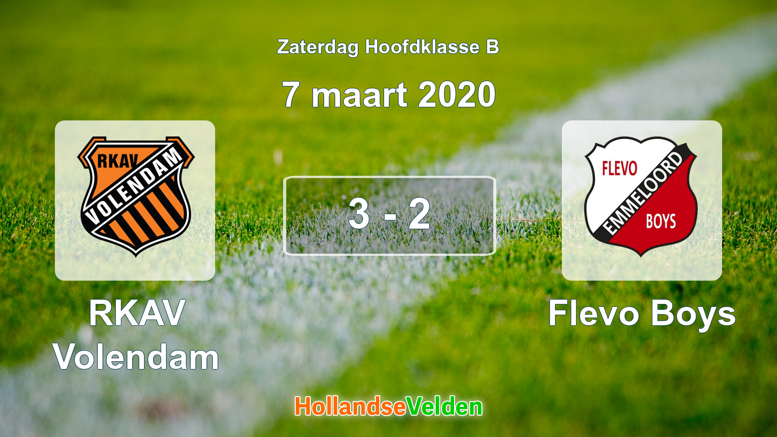 Gespeelde wedstrijd: RKAV Volendam - Flevo Boys 3 - 2 (7 maart 2020)