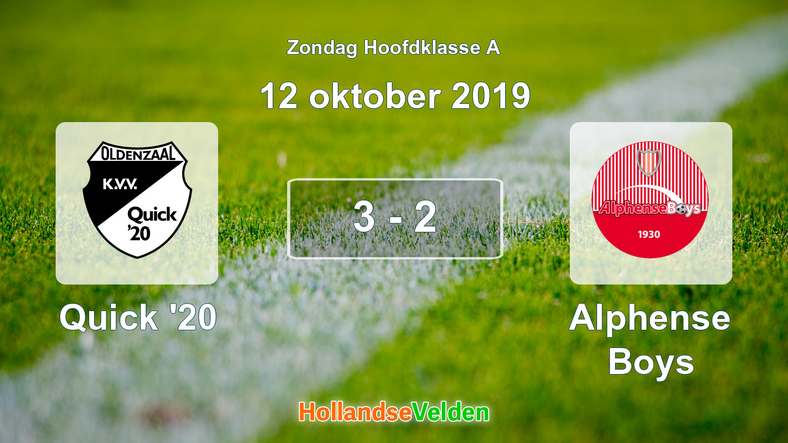 Gespeelde wedstrijd: Quick '20 - Alphense Boys 3 - 2 (12 oktober 2019)
