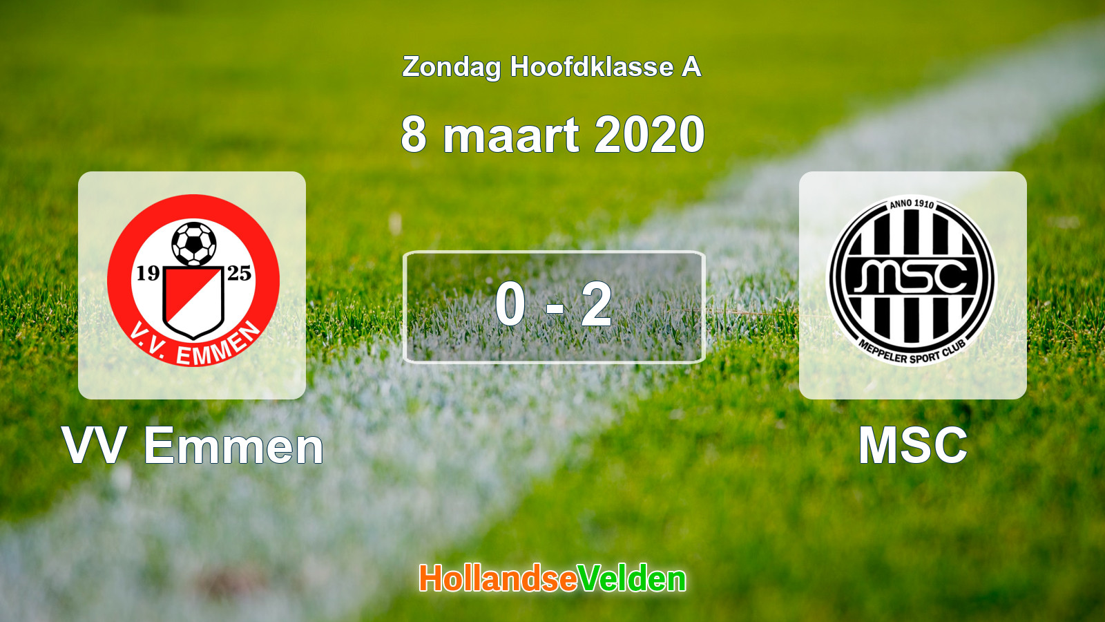 Gespeelde wedstrijd: VV Emmen - MSC 0 - 2 (8 maart 2020)