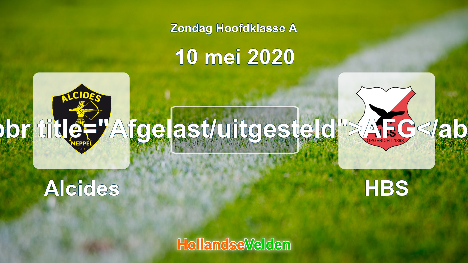 Geplande wedstrijd: Alcides - HBS (10 mei 2020)