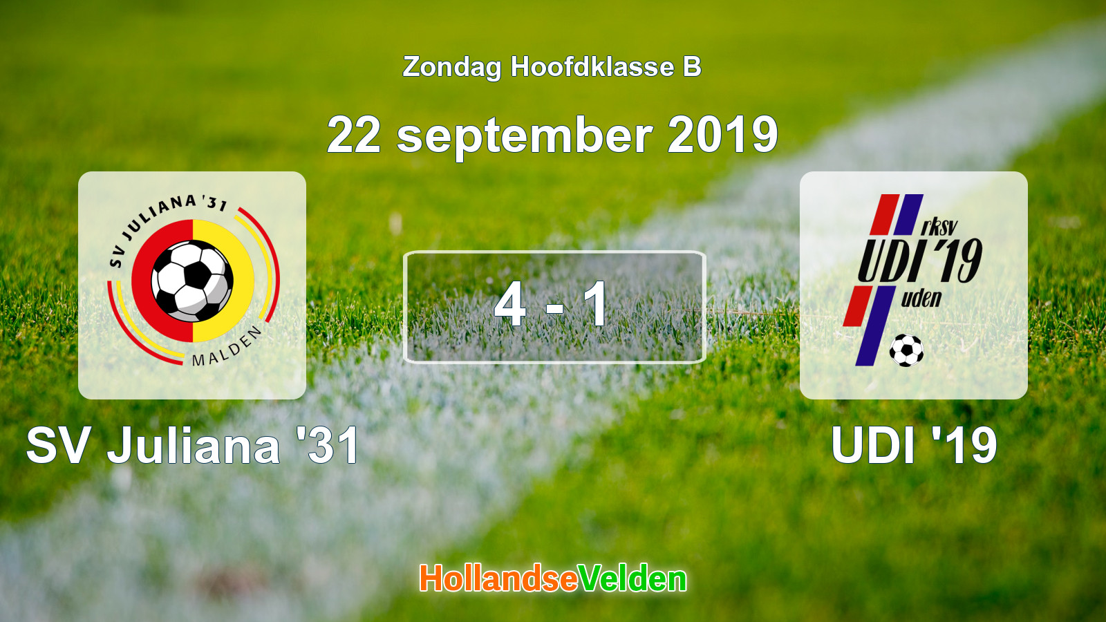 Gespeelde wedstrijd: SV Juliana '31 - UDI '19 4 - 1 (22 september 2019)