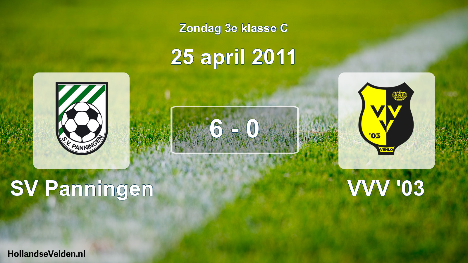 Gespeelde wedstrijd: SV Panningen - VVV '03 6 - 0 (25 april 2011)