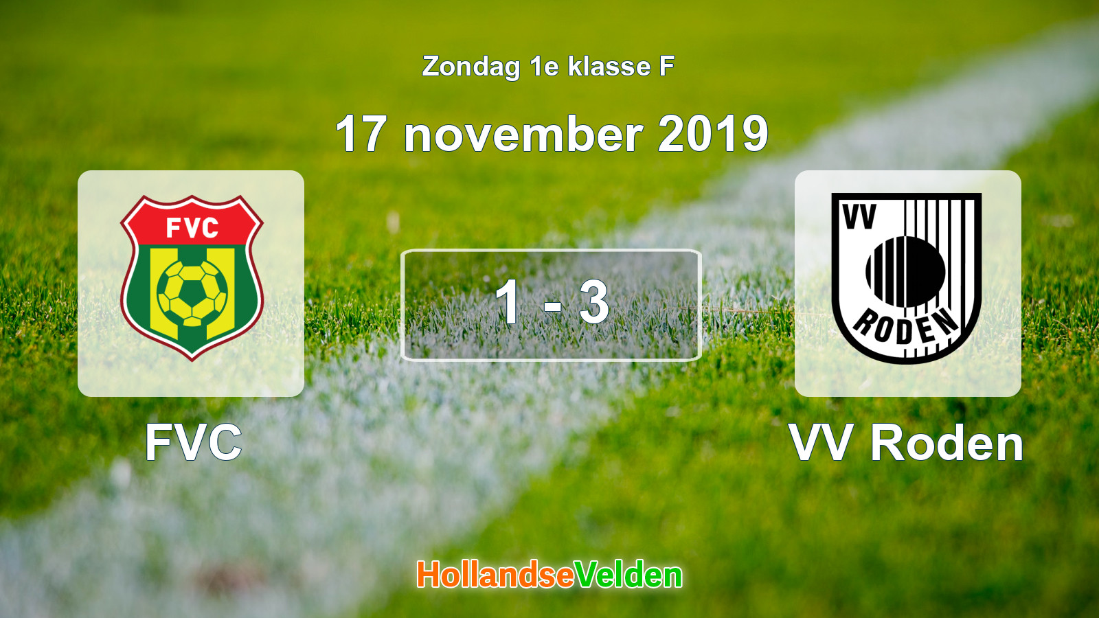 Gespeelde wedstrijd: FVC - VV Roden 1 - 3 (17 november 2019)