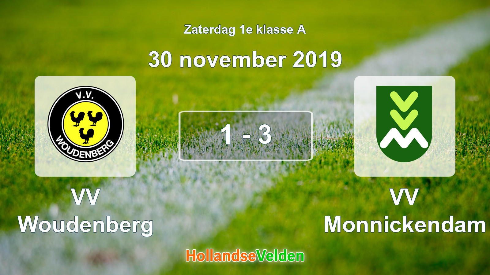 Gespeelde wedstrijd: VV Woudenberg - VV Monnickendam 1 - 3 (30 november 2019)