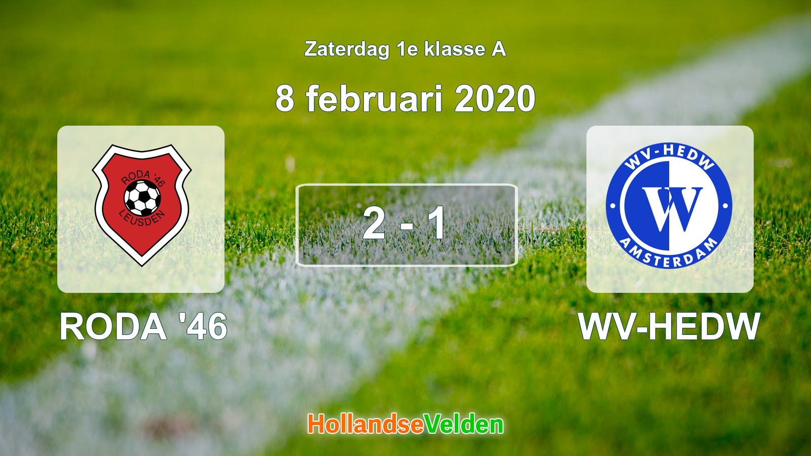 Gespeelde wedstrijd: RODA '46 - WV-HEDW 2 - 1 (8 februari 2020)