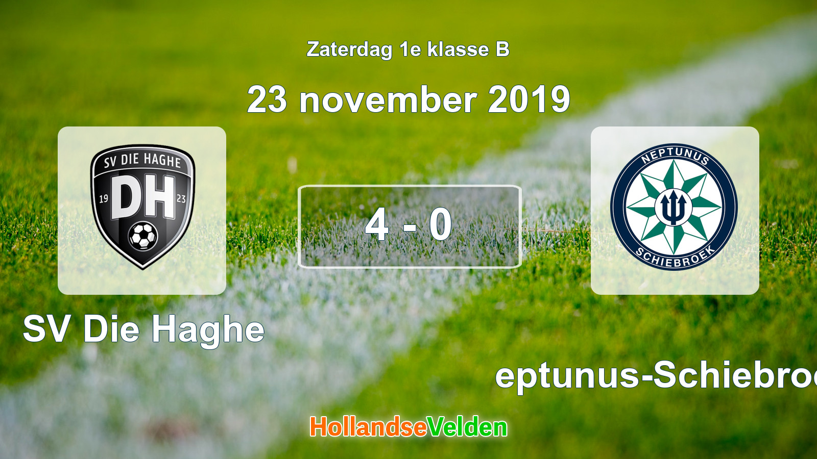 Gespeelde wedstrijd: SV Die Haghe - Neptunus-Schiebroek 4 - 0 (23 november 2019)