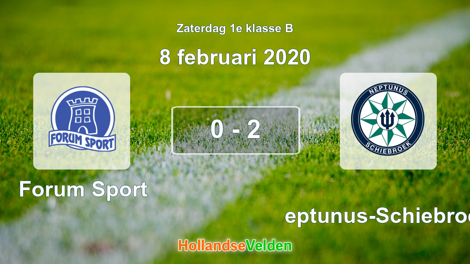 Gespeelde wedstrijd: Forum Sport - Neptunus-Schiebroek 0 - 2 (8 februari 2020)