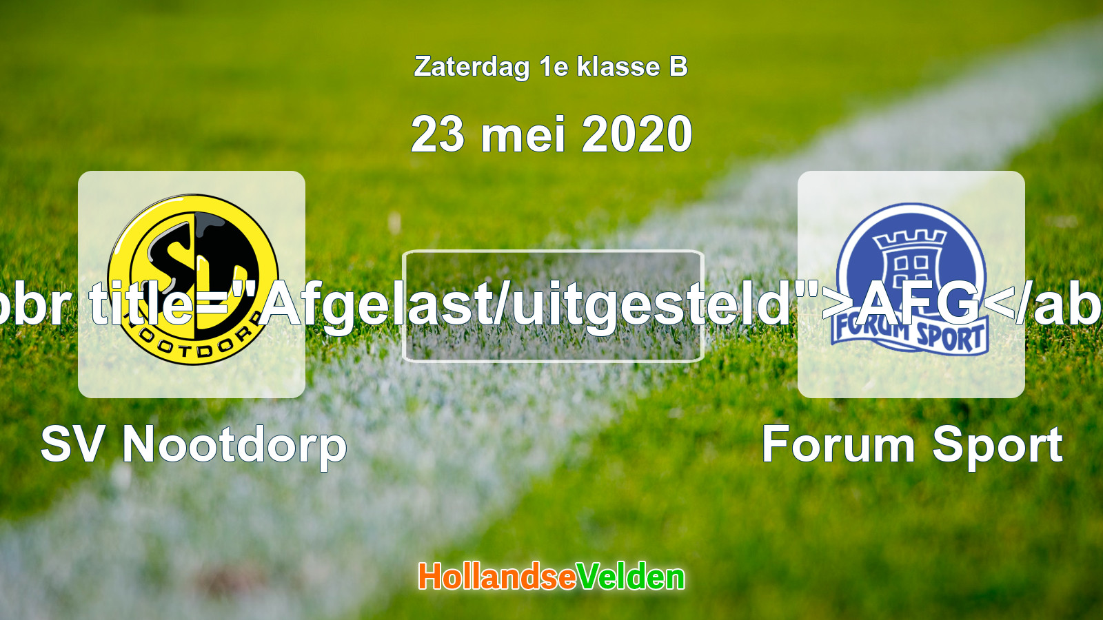 Geplande wedstrijd: SV Nootdorp - Forum Sport (23 mei 2020)