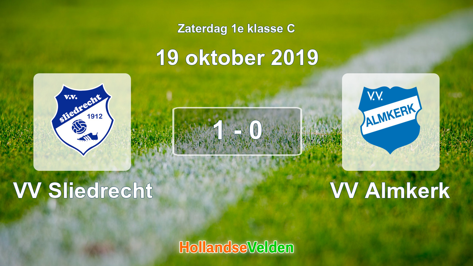 Gespeelde wedstrijd: VV Sliedrecht - VV Almkerk 1 - 0 (19 oktober 2019)
