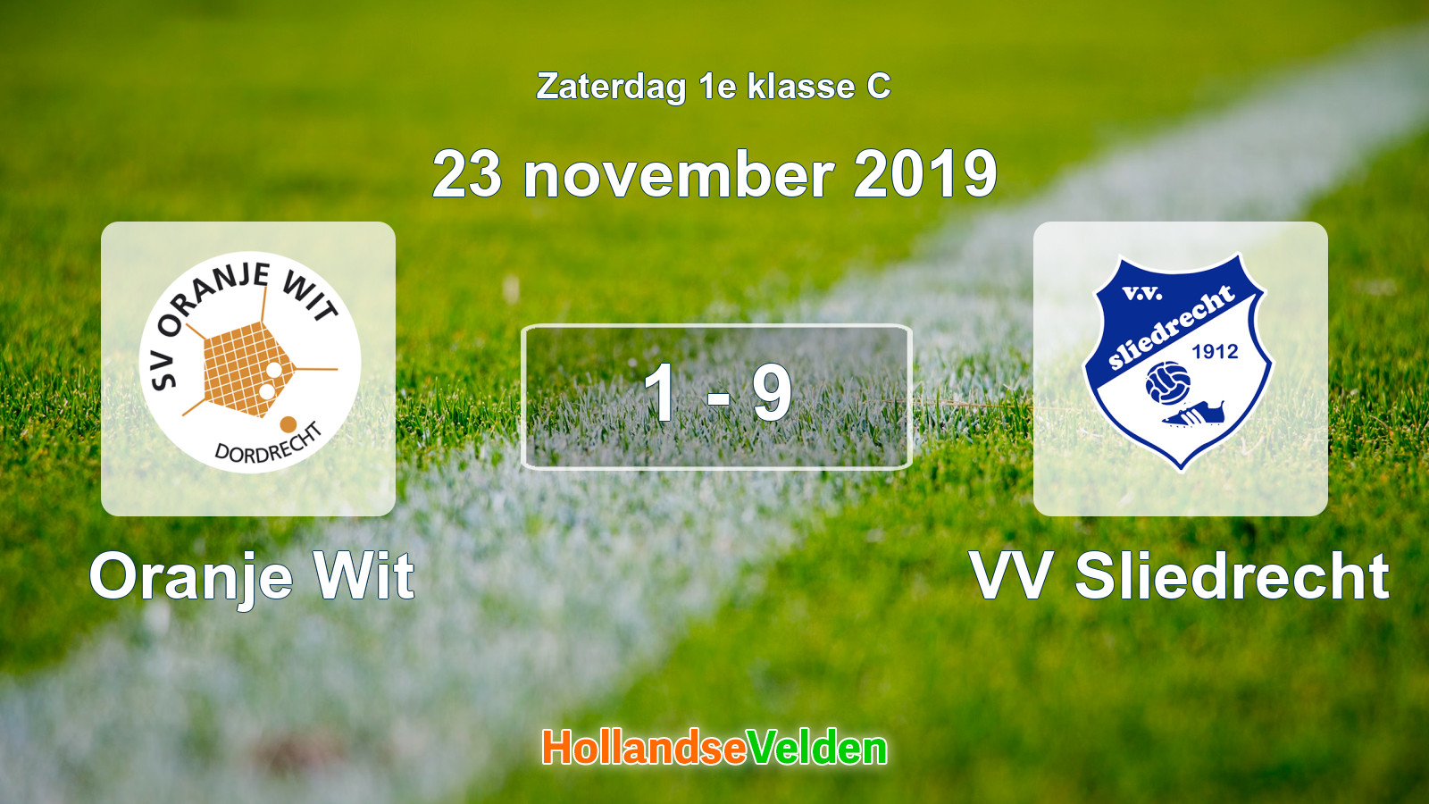 Gespeelde wedstrijd: Oranje Wit - VV Sliedrecht 1 - 9 (23 november 2019)