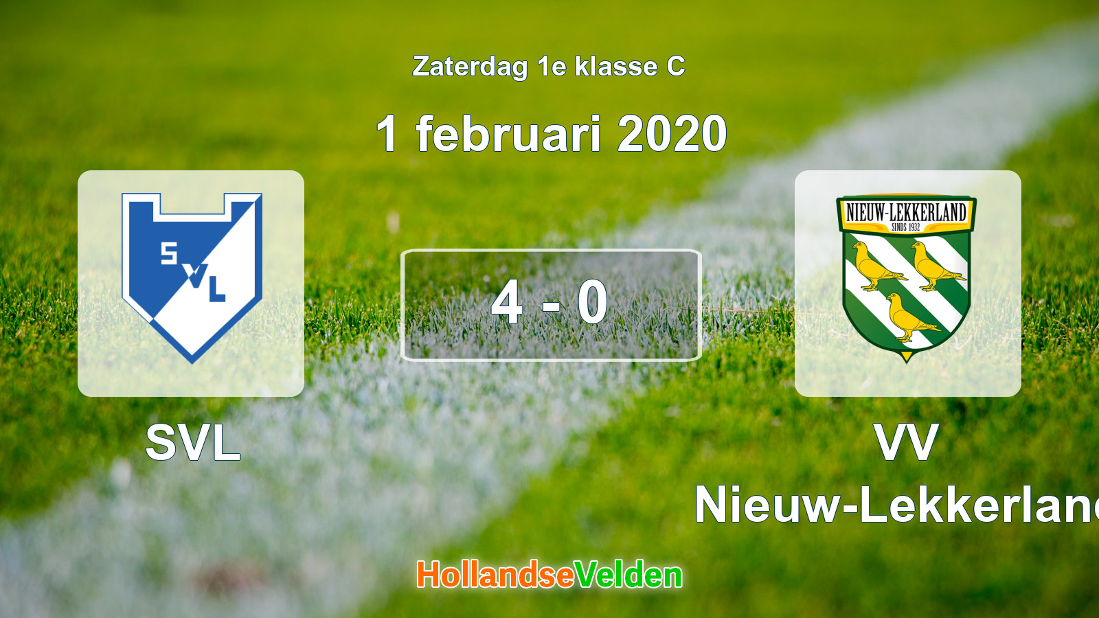 Gespeelde wedstrijd: SVL - VV Nieuw-Lekkerland 4 - 0 (1 februari 2020)