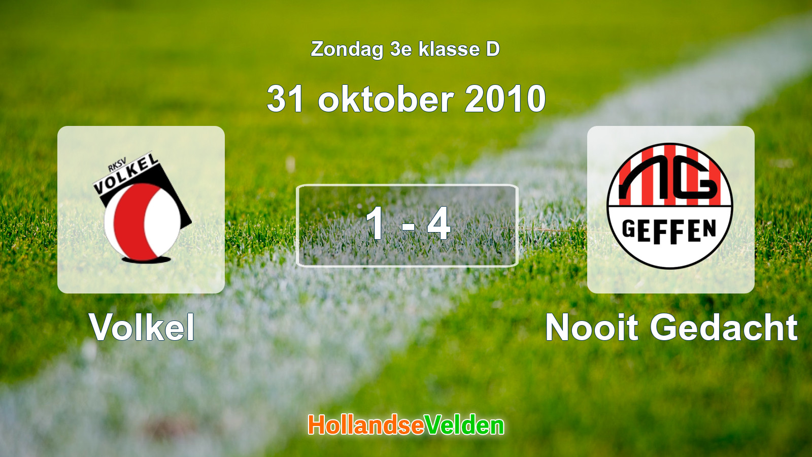 Gespeelde wedstrijd: Volkel - Nooit Gedacht 1 - 4 (31 oktober 2010)