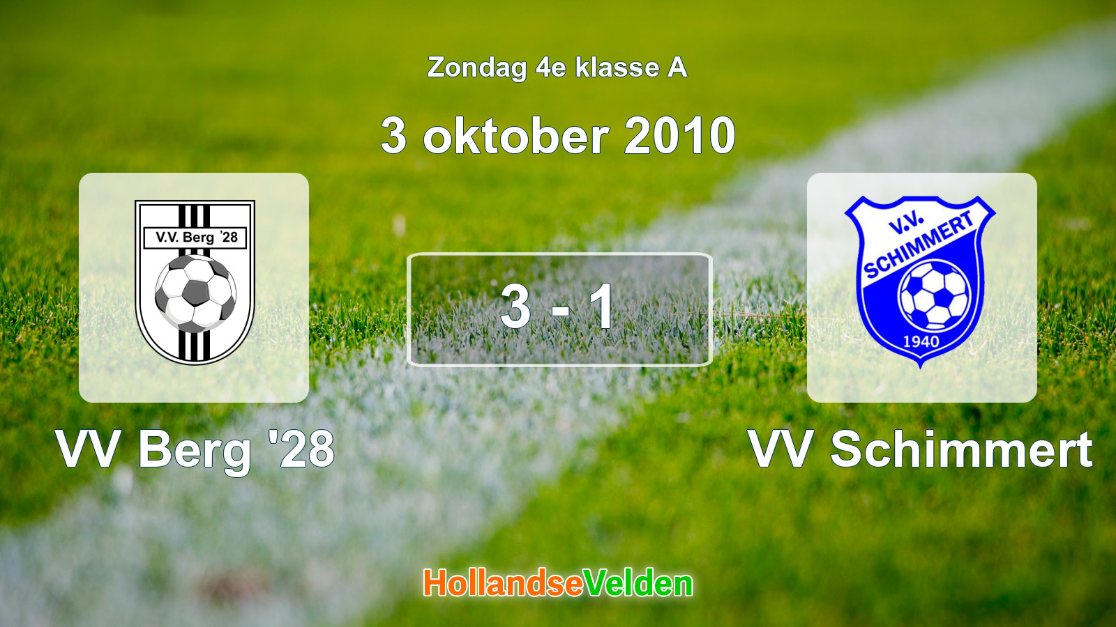 Gespeelde wedstrijd: VV Berg '28 - VV Schimmert 3 - 1 (3 oktober 2010)