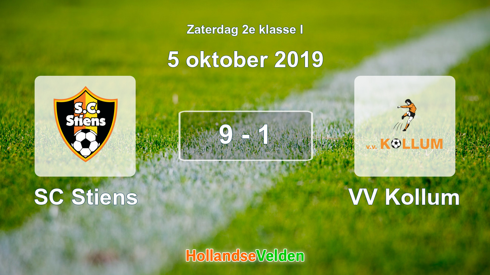 Gespeelde wedstrijd: SC Stiens - VV Kollum 9 - 1 (5 oktober 2019)