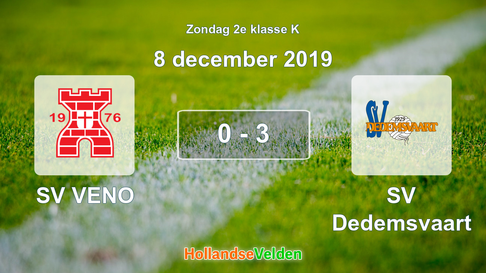 Gespeelde wedstrijd: SV VENO - SV Dedemsvaart 0 - 3 (8 december 2019)