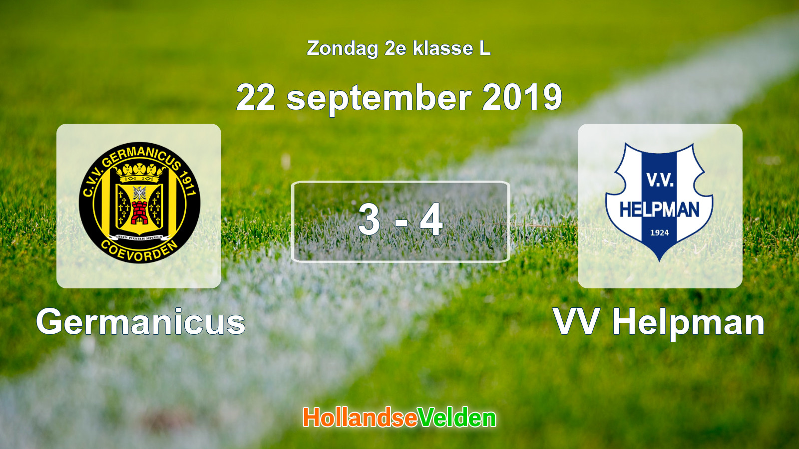 Gespeelde wedstrijd: Germanicus - VV Helpman 3 - 4 (22 september 2019)