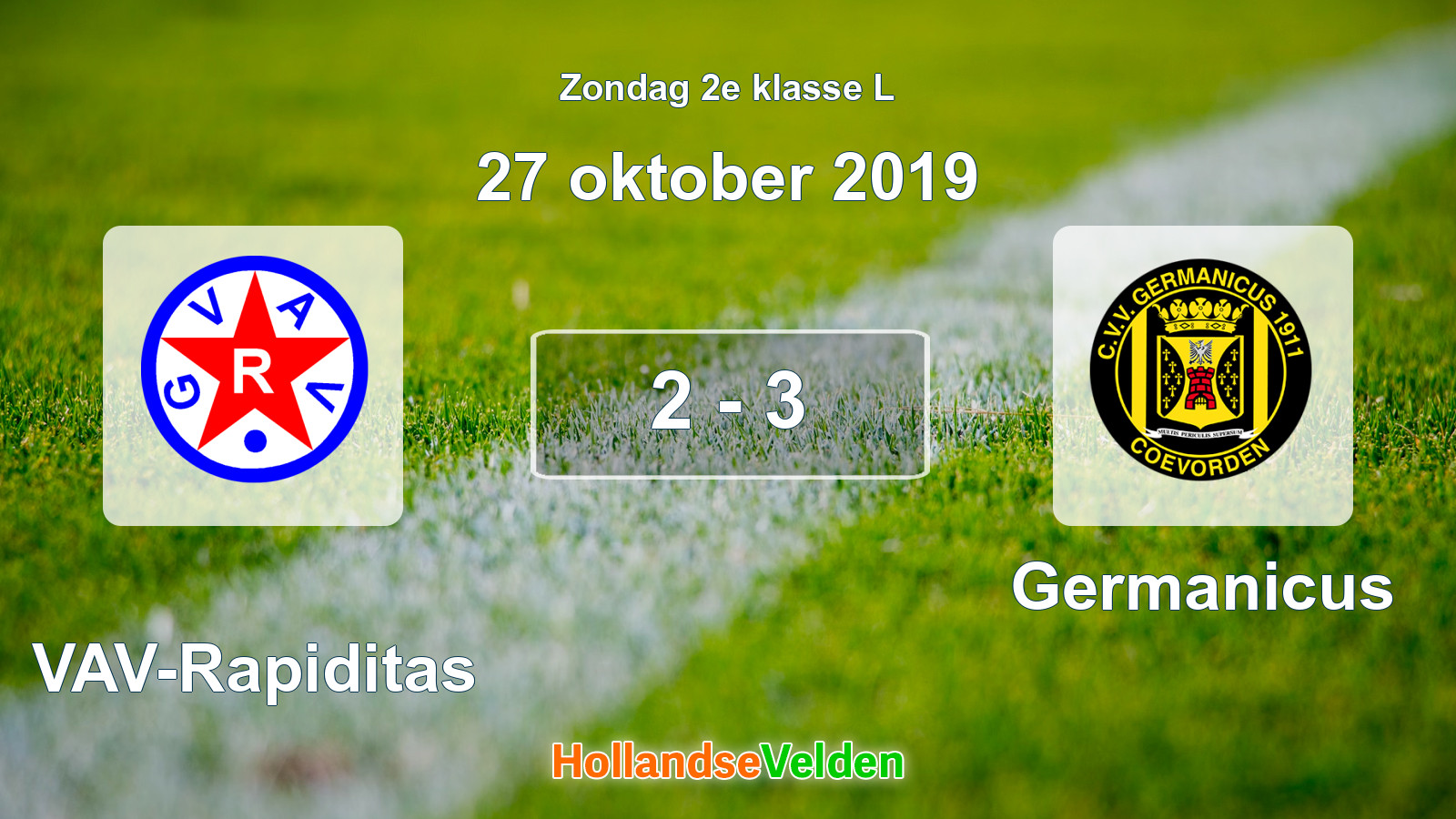 Gespeelde wedstrijd: GVAV-Rapiditas - Germanicus 2 - 3 (27 oktober 2019)