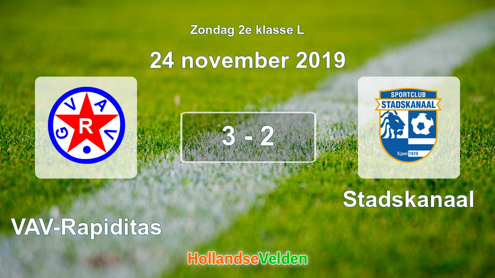 Gespeelde wedstrijd: GVAV-Rapiditas - Stadskanaal 3 - 2 (24 november 2019)
