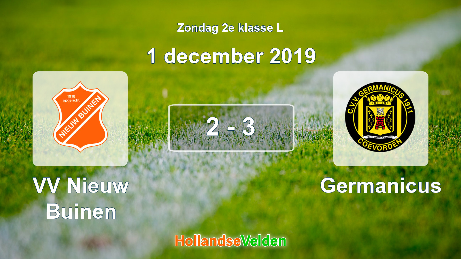 Gespeelde wedstrijd: VV Nieuw Buinen - Germanicus 2 - 3 (1 december 2019)