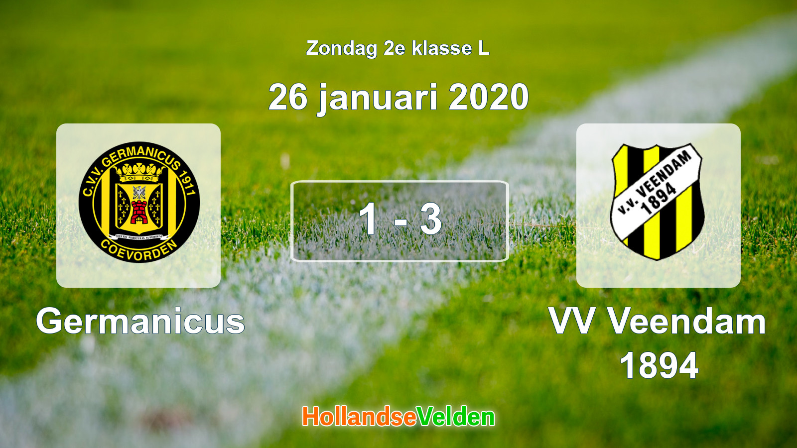 Gespeelde wedstrijd: Germanicus - VV Veendam 1894 1 - 3 (26 januari 2020)