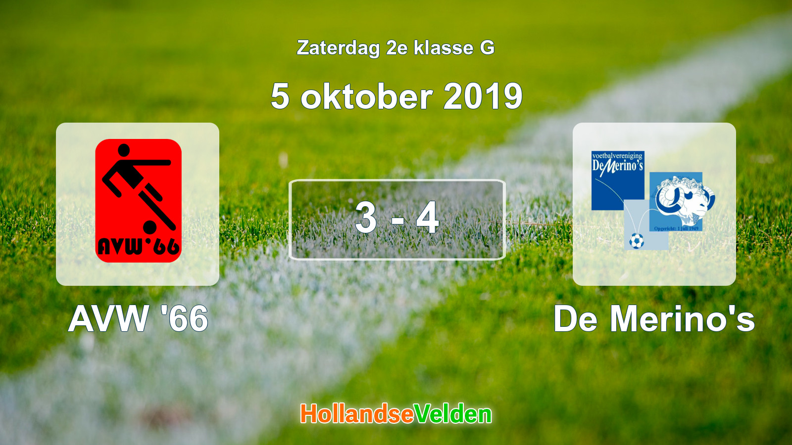 Gespeelde wedstrijd: AVW '66 - De Merino's 3 - 4 (5 oktober 2019)