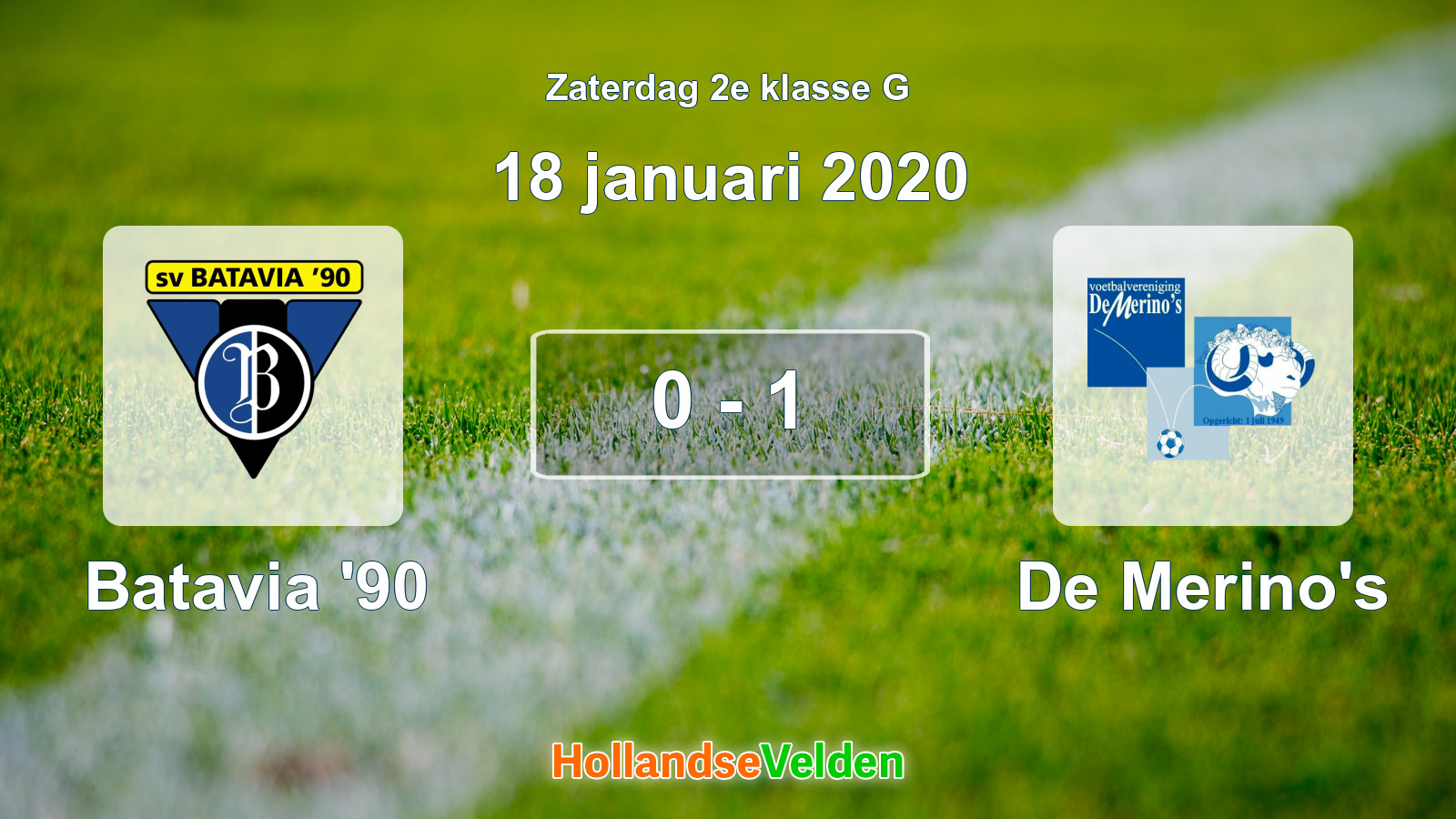 Gespeelde wedstrijd: Batavia '90 - De Merino's 0 - 1 (18 januari 2020)