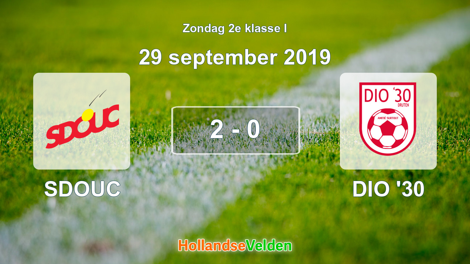 Gespeelde wedstrijd: SDOUC - DIO '30 2 - 0 (29 september 2019)