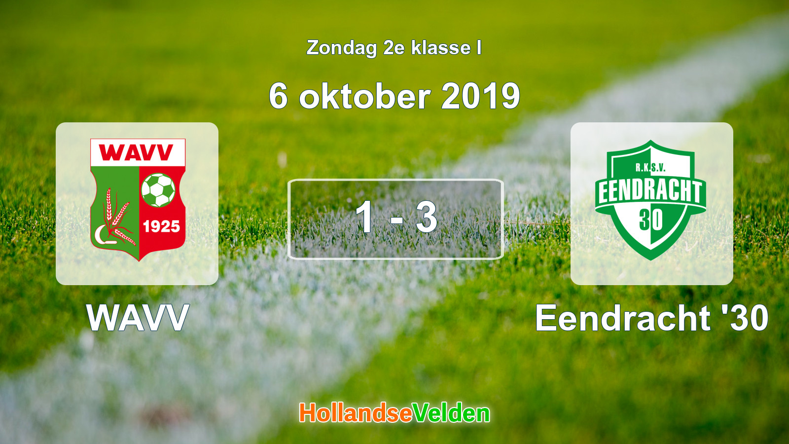 Gespeelde wedstrijd: WAVV - Eendracht '30 1 - 3 (6 oktober 2019)