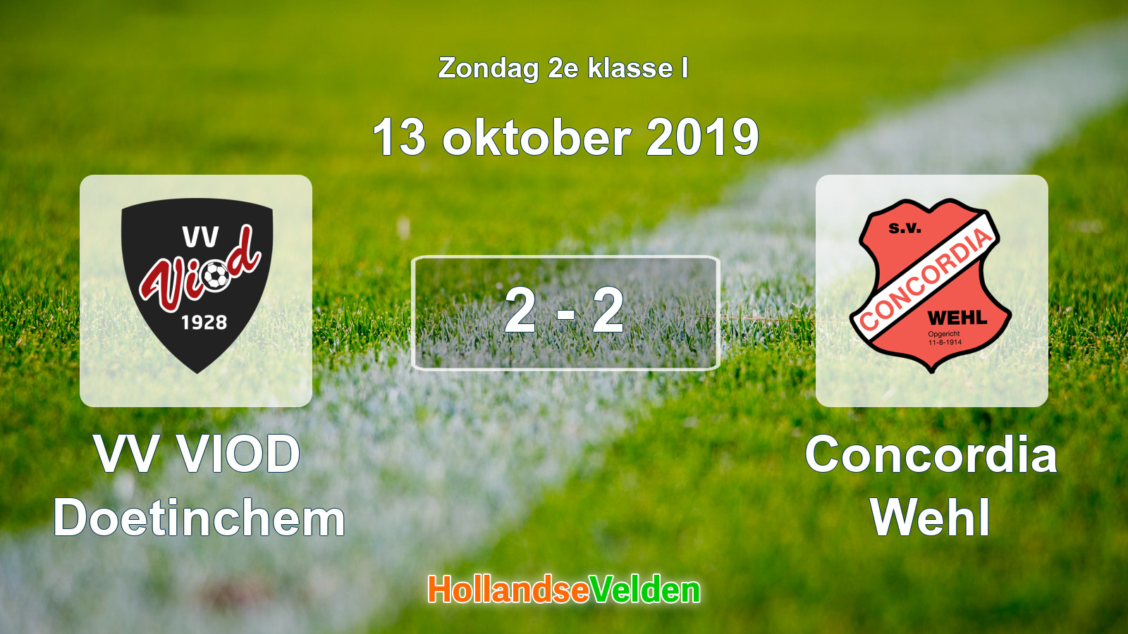 Gespeelde wedstrijd: VV VIOD Doetinchem - Concordia Wehl 2 - 2 (13 oktober 2019)