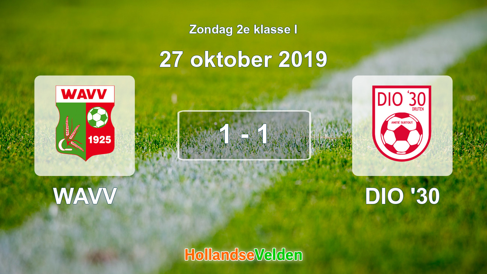 Gespeelde wedstrijd: WAVV - DIO '30 1 - 1 (27 oktober 2019)
