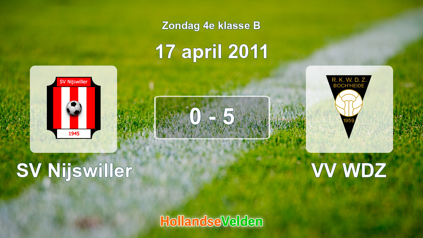 Gespeelde wedstrijd: SV Nijswiller - VV WDZ 0 - 5 (17 april 2011)