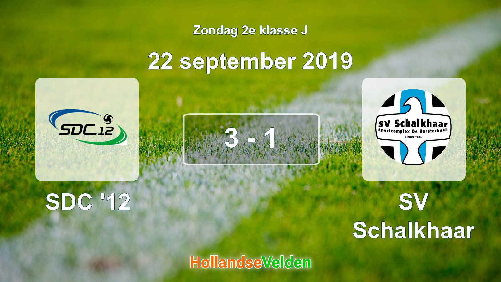 Gespeelde wedstrijd: SDC '12 - SV Schalkhaar 3 - 1 (22 september 2019)