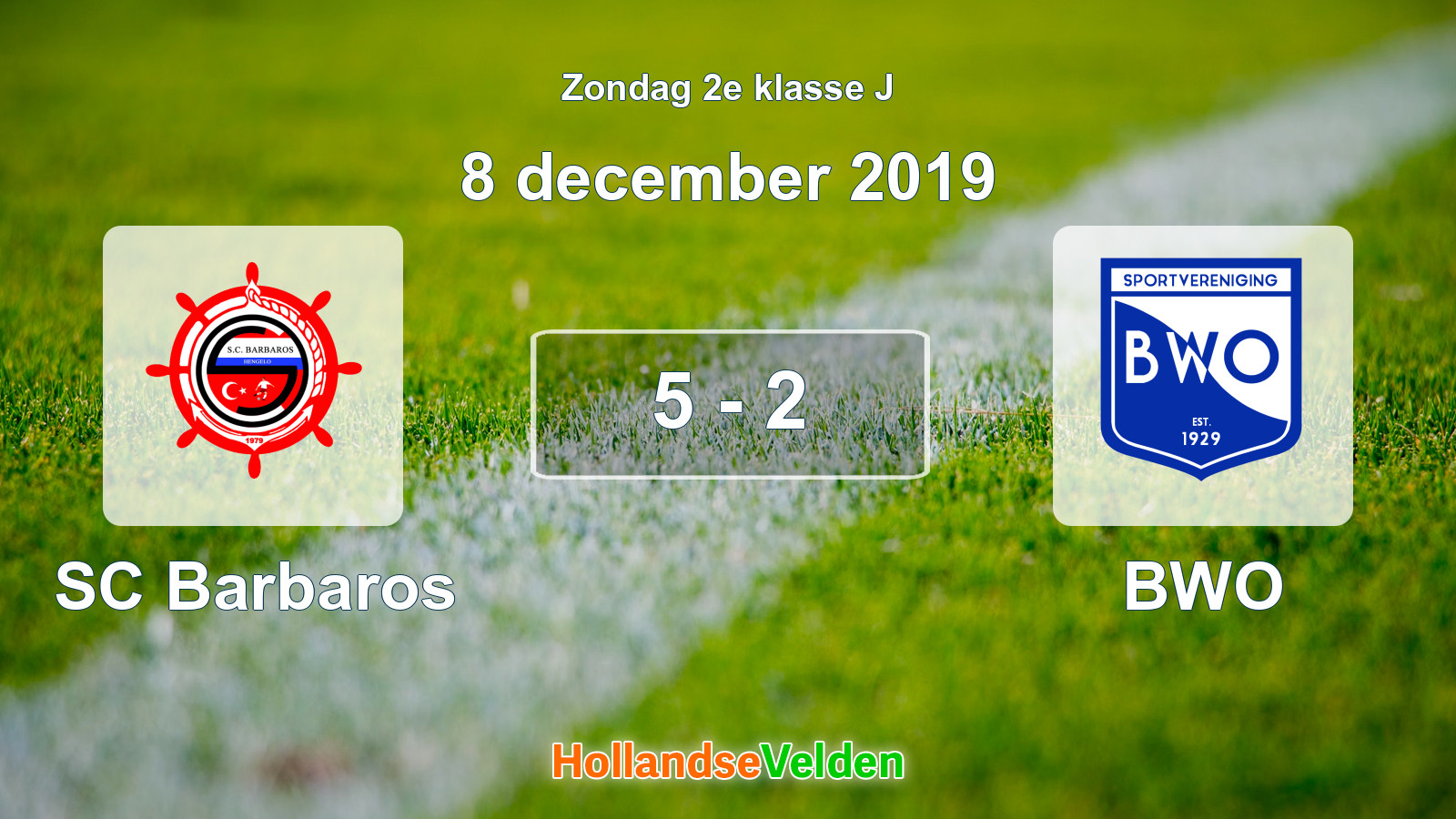 Gespeelde wedstrijd: SC Barbaros - BWO 5 - 2 (8 december 2019)