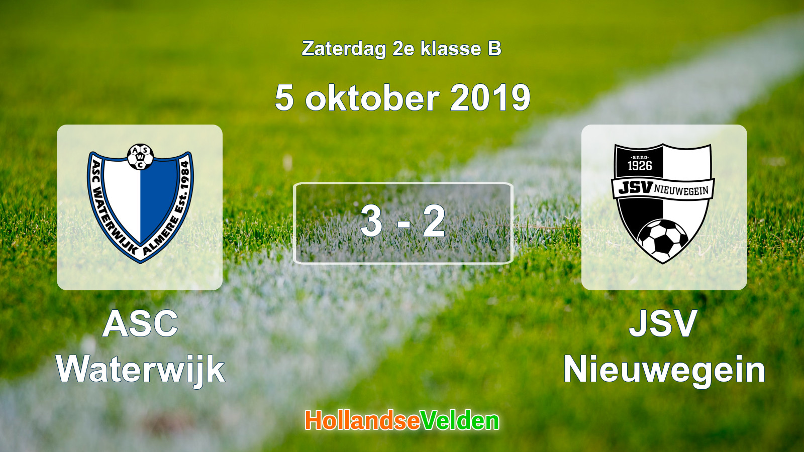 Gespeelde wedstrijd: ASC Waterwijk - JSV Nieuwegein 3 - 2 (5 oktober 2019)