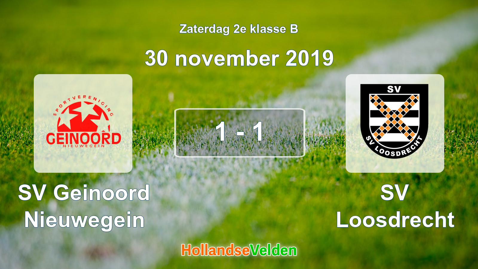 Gespeelde wedstrijd: SV Geinoord Nieuwegein - SV Loosdrecht 1 - 1 (30 november 2019)