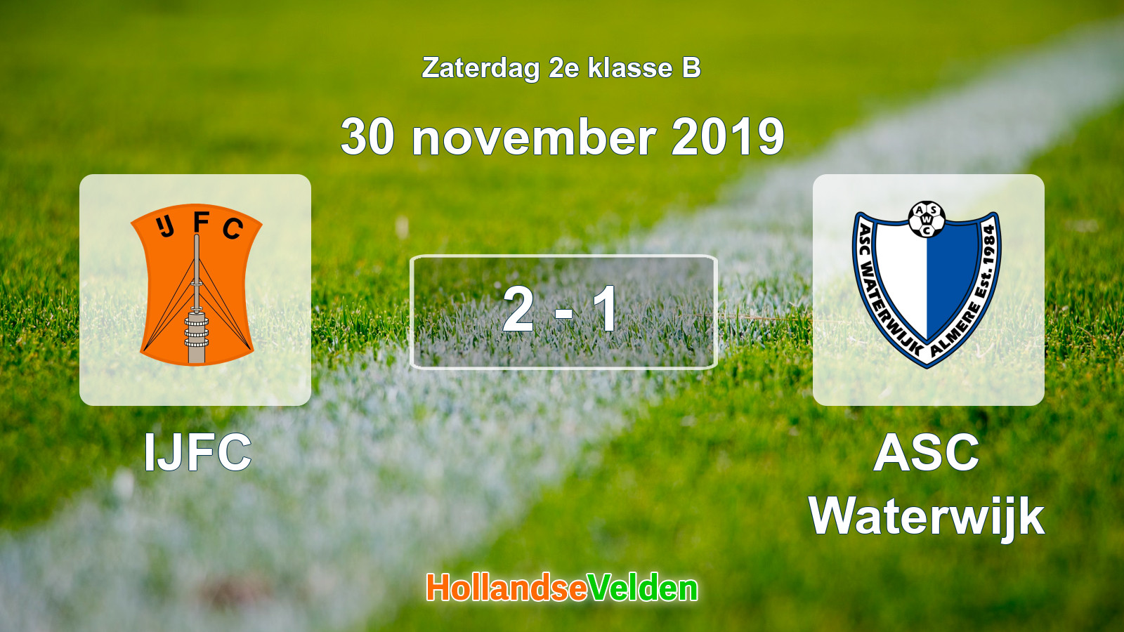 Gespeelde wedstrijd: IJFC - ASC Waterwijk 2 - 1 (30 november 2019)