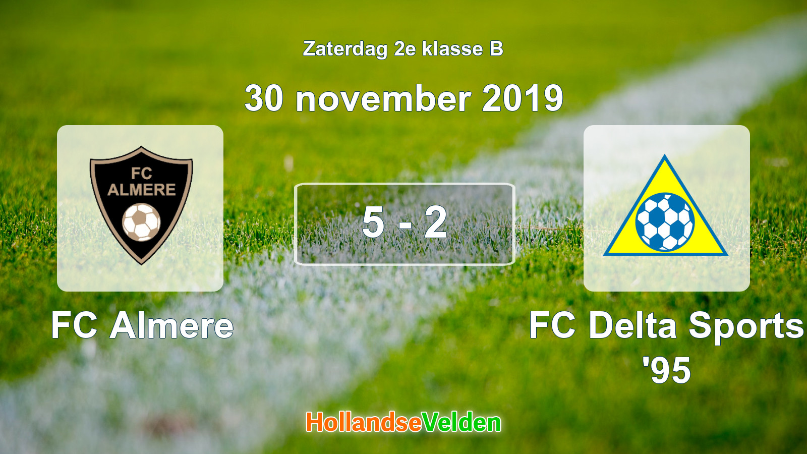 Gespeelde wedstrijd: FC Almere - FC Delta Sports '95 5 - 2 (30 november 2019)