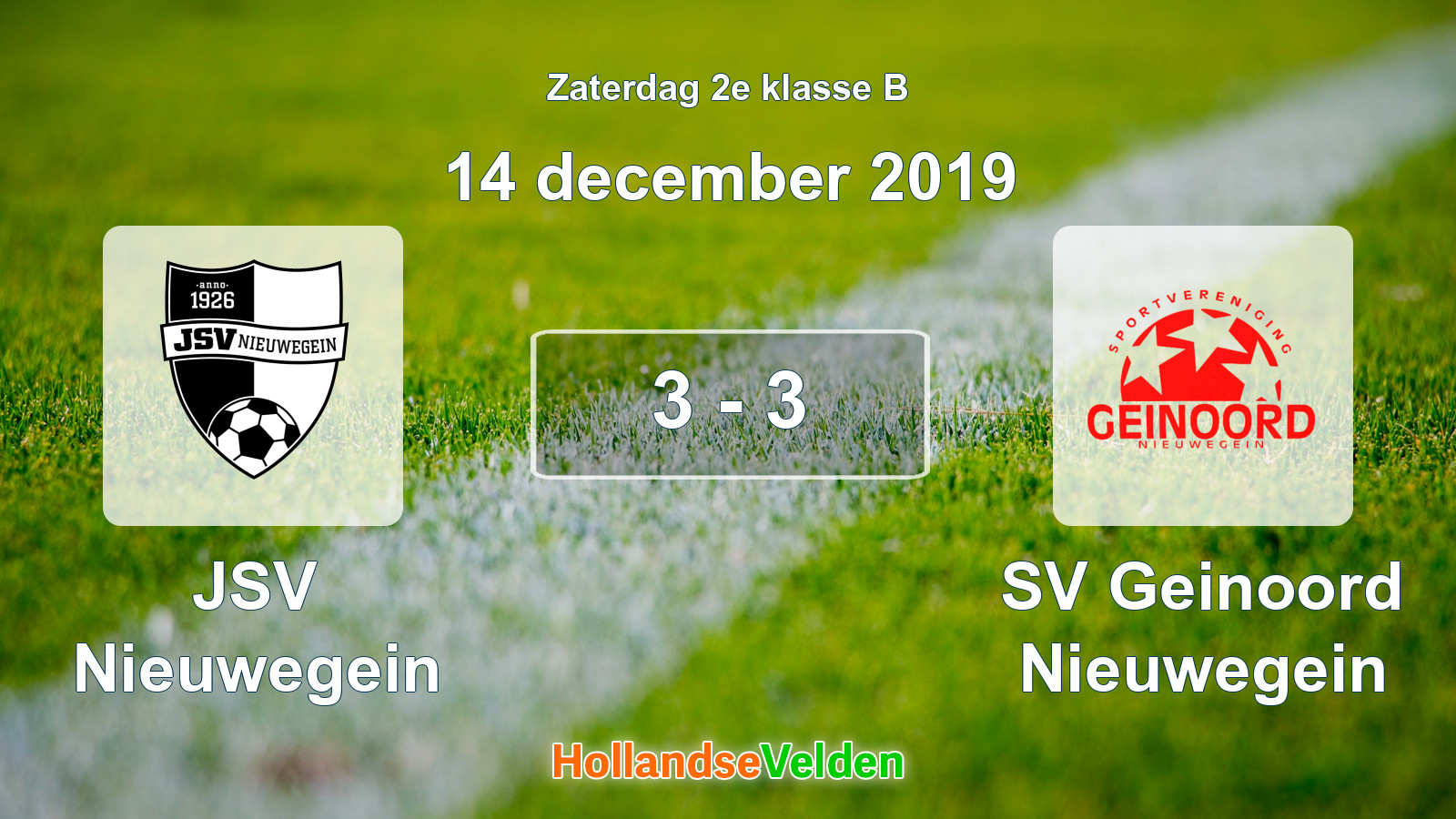 Gespeelde wedstrijd: JSV Nieuwegein - SV Geinoord Nieuwegein 3 - 3 (14 december 2019)